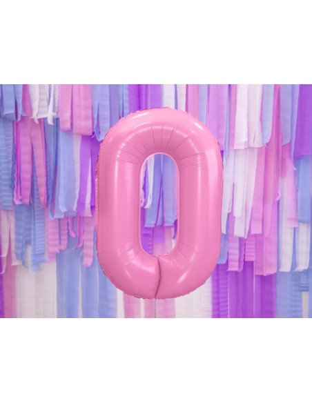 Balionas PARTY DECO 86 cm folinis skaičius 0 šviesiai rožinis