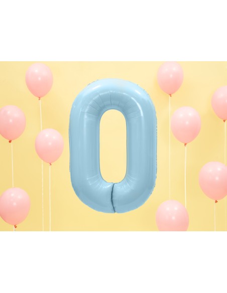 Balionas PARTY DECO 86 cm folinis skaičius 0 šviesiai mėlynas