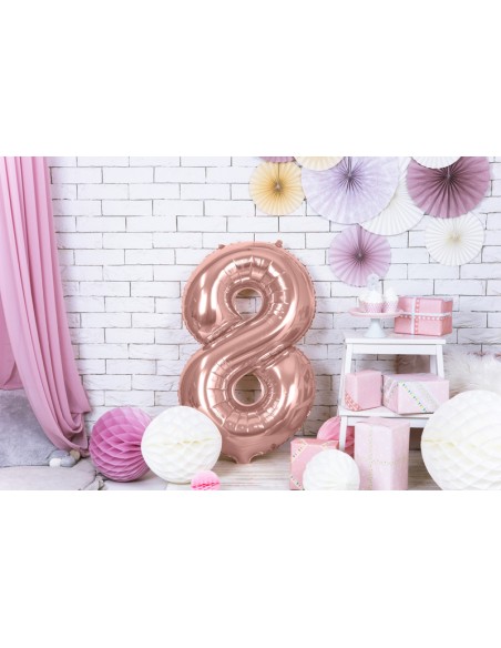 Balionas PARTY DECO 86 cm folinis skaičius 8 rožinis