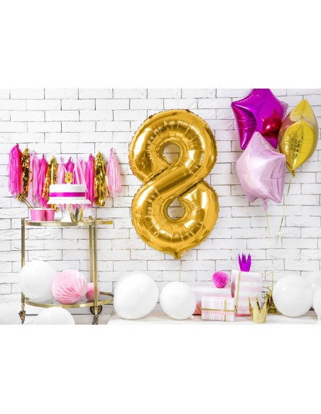 Balionas PARTY DECO 86 cm folinis skaičius 8 auksinis