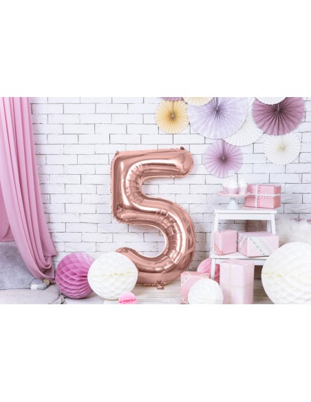 Balionas PARTY DECO 86 cm folinis skaičius 5 rožinis