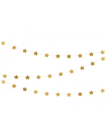 Girlianda PARTY DECO Stars 3.6 m popierinė auksinė