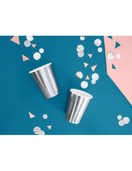 Vienkartiniai puodeliai PARTY DECO popierinis 220 ml. sidabriniai 6 vnt.