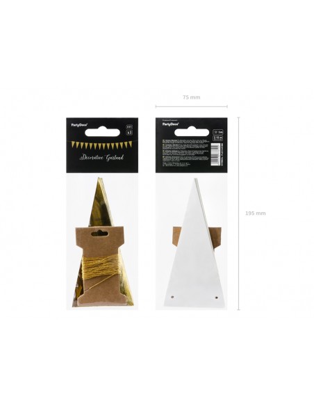 Girlianda PARTY DECO Bunting Gold 2.15 m popierinė auksinė