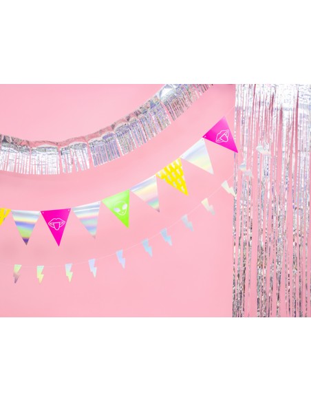 Girlianda PARTY DECO Bunting Electric Holo Mix 1.8 m popierinė