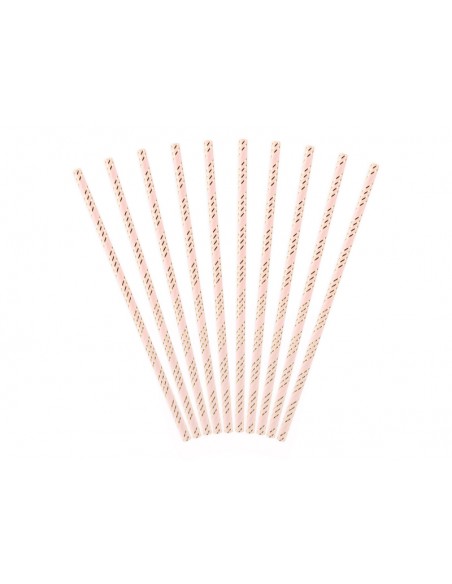 Šiaudeliai PARTY DECO 19.5 cm popieriniai šviesiai rožiniai 10 vnt.