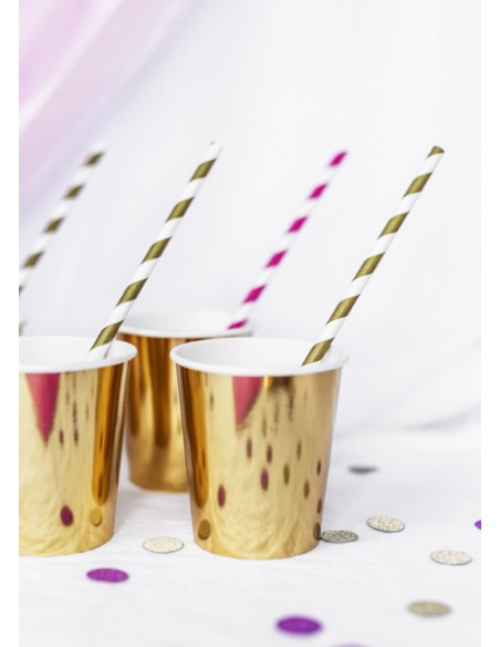 Šiaudeliai PARTY DECO 19.5 cm popieriniai auksiniai 10 vnt.
