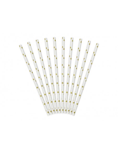 Šiaudeliai PARTY DECO 19.5 cm popieriniai auksiniai 10 vnt.