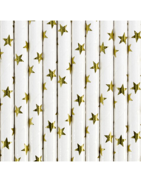 Šiaudeliai PARTY DECO 19.5 cm popieriniai auksiniai 10 vnt.