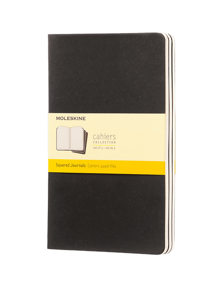 Užrašų knygelės MOLESKINE Cahier 13 x 21 cm langeliais 80 puslapių juoda 3 vnt.