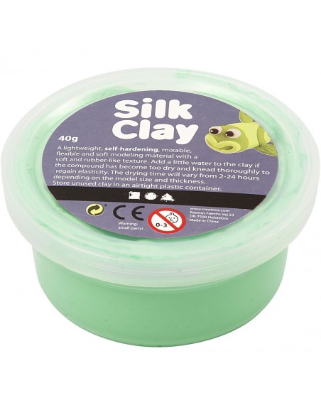 Modelinas CREATIV COMPANY Silk Clay šviesiai žalias 40 g.