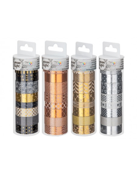 Lipnios popierinės juostelės CRAFT SENSATION rinkinys dekoratyvinė (washi) 8 vnt.